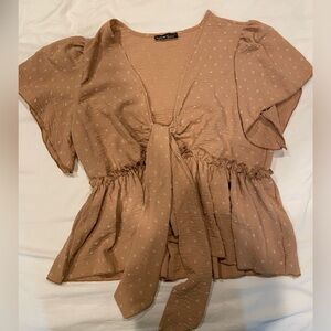 Women's Camel Front Tie Top